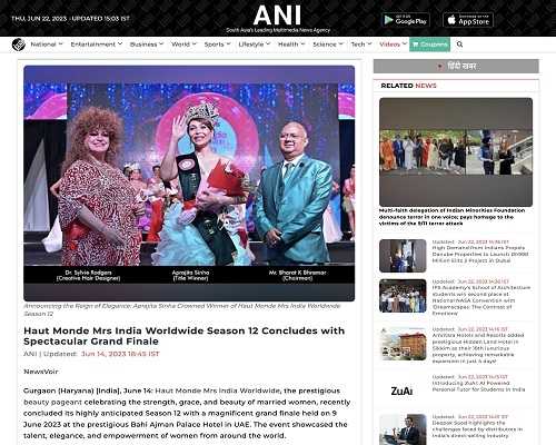 ANI Mrs India Worldwide Media